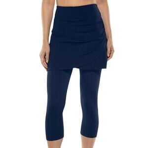 Coolibar Women's Navy Swim Skirt Leggings